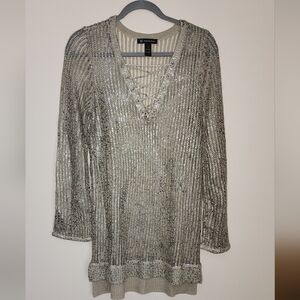 INC V Neck Tunic Sweater